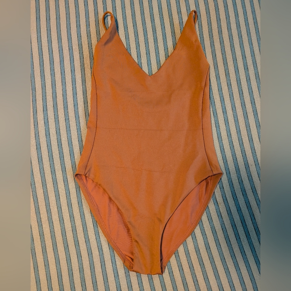 Left On Friday V-Neck One Piece Swimsuit in Rust